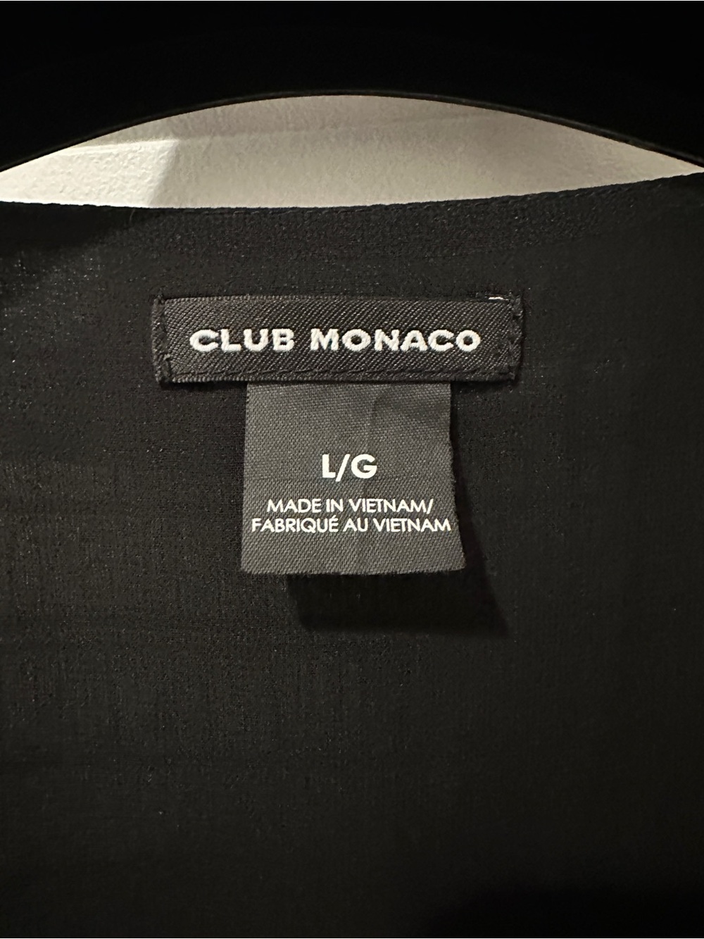 Club Monaco Black Textured Ruffle Sleeve Blouse with Cream Trim - Picture 5 of 5